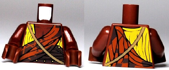 Torso Yellow and Dark Orange Draped Top and Gold Strap over Shoulder Pattern / Reddish Brown Arms / Reddish Brown Hands