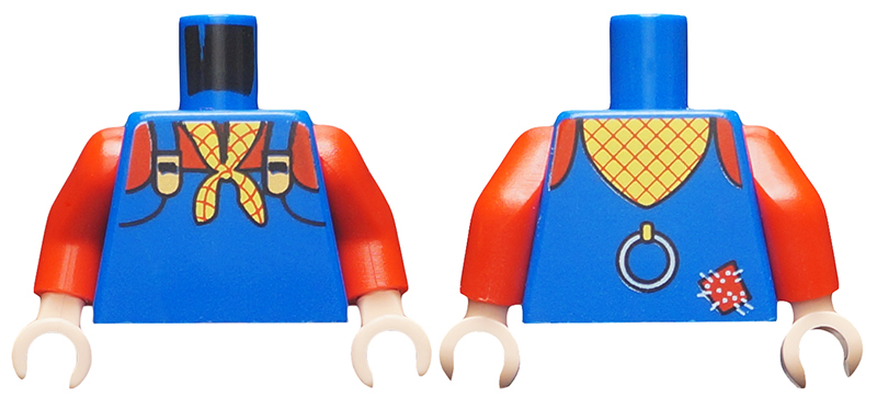 Torso Western Outfit Overalls with Checkered Bandana Pattern (Stinky Pete) / Red Arms / Light Nougat Hands