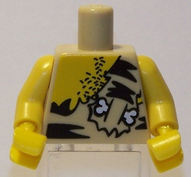 Torso Male with Chest Hair and Animal Print Top with Bone Pattern / Yellow Arms / Yellow Hands