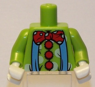 Torso Blue Suspenders and Red Polka Dot Bow Tie and Buttons Pattern (Clown) / Lime Arms / White Hands