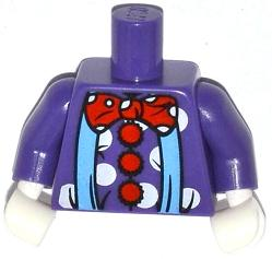 Torso Blue Suspenders and Red Polka Dot Bow Tie and Buttons Pattern (Clown) / Dark Purple Arms / White Hands