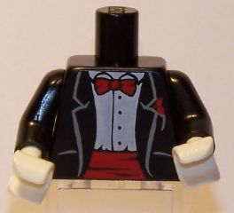 Torso Jacket Formal with White Shirt and Red Bow Tie and Cummerbund Pattern / Black Arms / White Hands