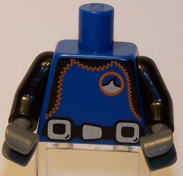 Torso City Diver, Black Wetsuit with Orange Stitching and Weight Belt Pattern / Black Arms / Dark Bluish Gray Hands