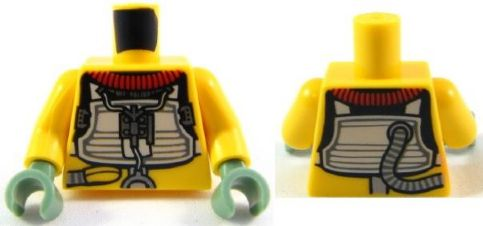 Torso SW Trandoshan Armor with Dark Red Collar and Printed Back Pattern / Yellow Arms / Sand Green Hands