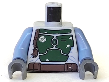 Torso SW Mandalorian Armor Plates Dark Green Pattern (Boba Fett) / Sand Blue Arms / Dark Bluish Gray Hands