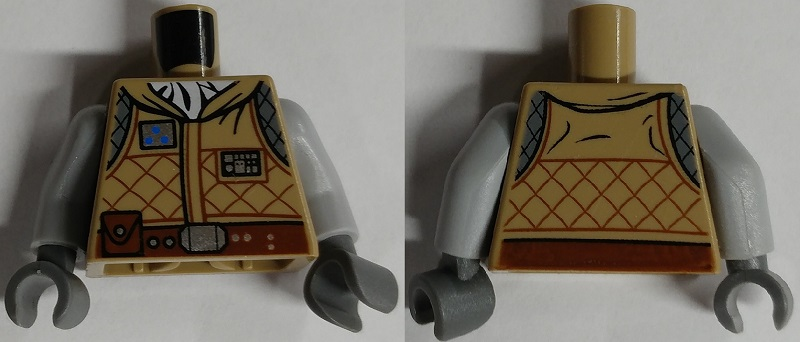 Torso SW Hoth Rebel Jacket with White Scarf and Reddish Brown Belt Pattern / Light Bluish Gray Arms / Dark Bluish Gray Hands