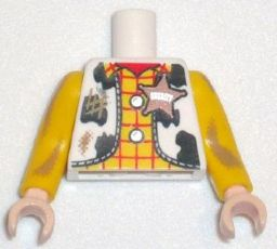 Torso Western Outfit Male with Sheriff Star and Dirt Stains Pattern / Yellow Arms Long with Dark Tan Dirt Stains Pattern / Light Nougat Hands