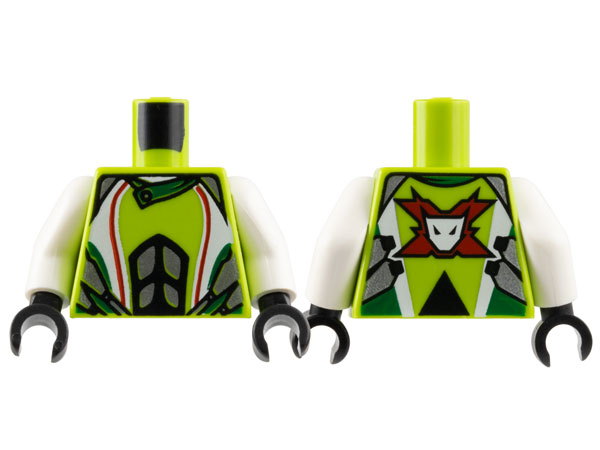 Torso World Racers - White and Silver Jacket with Team Extreme Logo on Back Pattern / White Arms / Black Hands