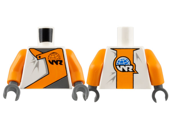 Torso World Racers - WR Logo on Orange Inset Front and Back Pattern / Orange Arms / Dark Bluish Gray Hands