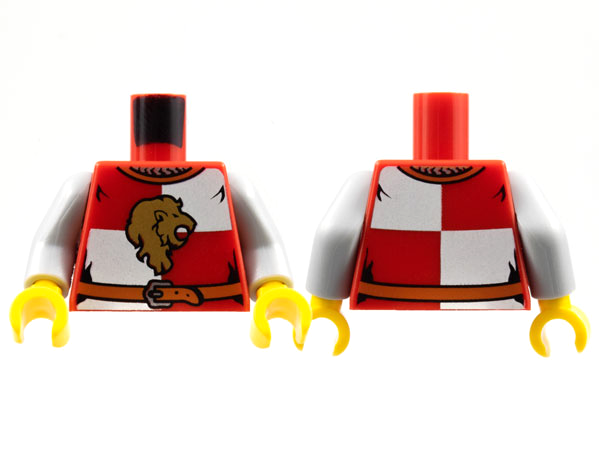 Torso Castle Kingdoms Lion Head Quarters with Belt Front and Back Pattern / Light Bluish Gray Arms / Yellow Hands