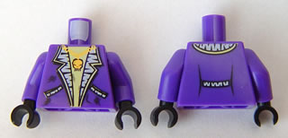 Torso Jacket with Pockets and Gold Necklace with Skull Pendant Pattern / Dark Purple Arms / Black Hands