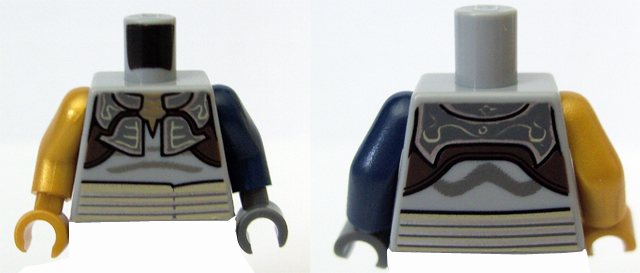 Torso SW Weequay Armor with Silver Lines Pattern / Dark Blue Arm and Dark Bluish Gray Hand Left / Pearl Gold Arm and Hand Right