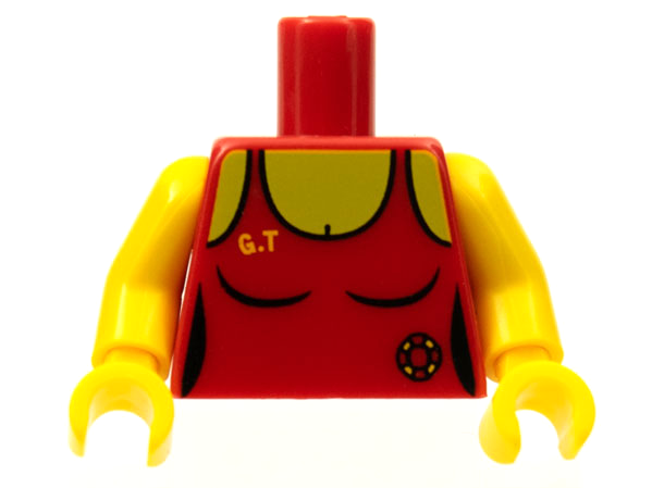 Torso Female Swimsuit with Lifeguard Ring and Yellow 'G.T' Pattern / Yellow Arms / Yellow Hands