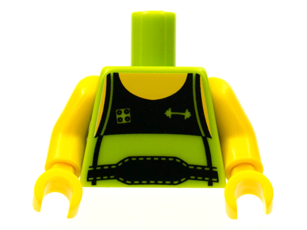 Torso Tank Top with Black Front and Weight Lifter's Belt Pattern / Yellow Arms / Yellow Hands