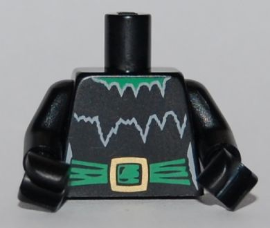 Torso Witch with Torn Collar and Green Belt with Gold Buckle Pattern / Black Arms / Black Hands