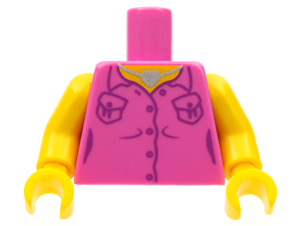 Torso Female Shirt, Heart Necklace Pattern / Yellow Arms / Yellow Hands