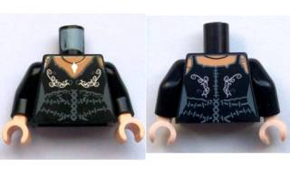 Torso Harry Potter Bellatrix Lestrange Female with Ornaments Pattern / Black Arms / Light Nougat Hands