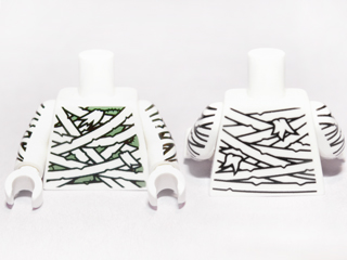 Torso Mummy Wrappings over Sand Green Pattern / White Arms Printed / White Hands