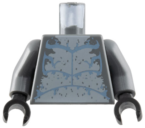 Torso Atlantis with Sand Blue Muscles Outline on Light Bluish Gray Background Pattern / Dark Bluish Gray Arms / Black Hands