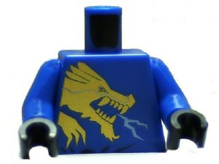 Torso Ninjago Gold Dragon Front and Gold Lion and 'JAY' Back Pattern/ Blue Arms / Black Hands