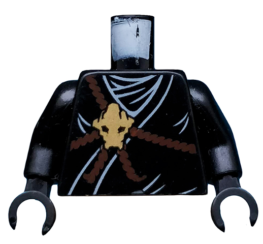 Torso Ninjago Brown Rope, Gold Medallion and Black Undershirt Pattern / Black Arms / Black Hands