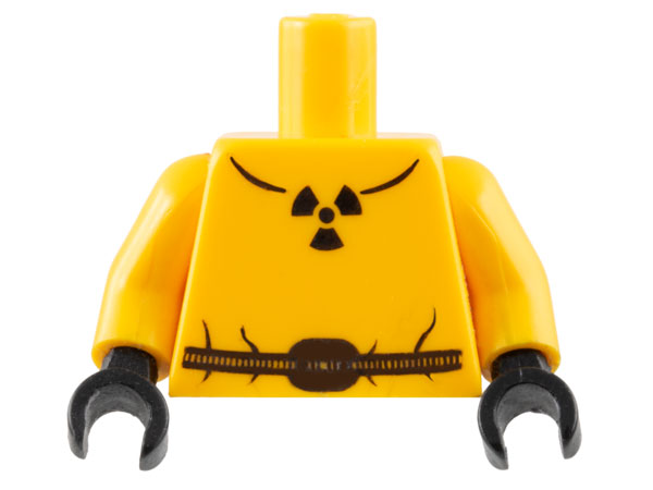 Torso Safety Suit with Belt and Radioactivity Warning Pattern / Bright Light Orange Arms / Black Hands