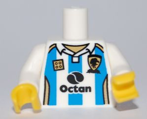 Torso Soccer Octan Logo and Light Blue Stripes Pattern / White Arms / Yellow Hands