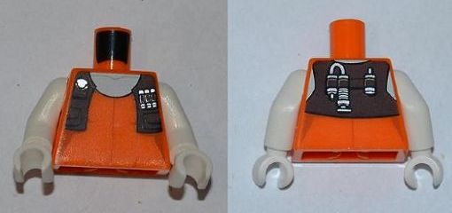 Torso SW Female Tank Top, Reddish Brown Short Vest with Pockets, and White Neck Pattern (Aurra Sing) / White Arms / White Hands