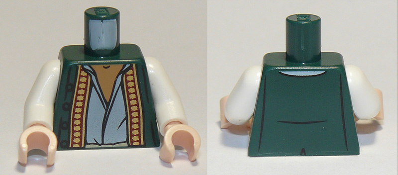 Torso PotC Vest with Dark Red and Gold Trim over White Shirt Pattern / White Arms / Light Nougat Hands