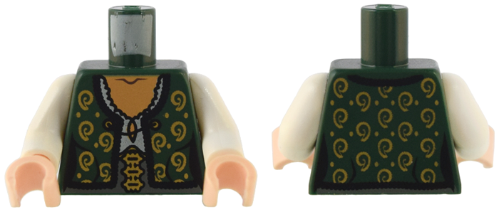 Torso PotC Female Vest with Gold Spirals over White Lace Blouse Pattern / White Arms / Light Nougat Hands