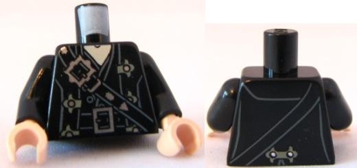 Torso PotC Overcoat with Belts and Gold Fleur-de-lis Buckles Pattern / Black Arms / Light Nougat Hands