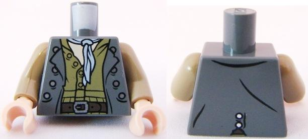 Torso PotC Vest over Dark Tan Shirt and Light Bluish Gray Scarf Pattern / Dark Tan Arms / Light Nougat Hands