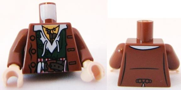 Torso PotC Jacket over Dark Green Vest and White Shirt Pattern / Reddish Brown Arms / Light Nougat Hands