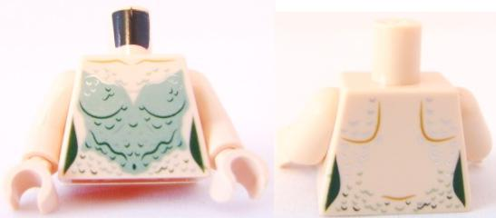 Torso PotC Mermaid Sand Green Scales Pattern / Light Nougat Arms / Light Nougat Hands