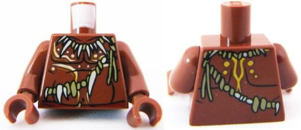 Torso PotC Bare Chest with Bone Necklace and Body Paint Pattern / Reddish Brown Arms / Reddish Brown Hands