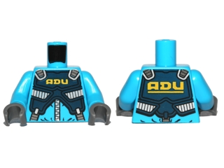 Torso Alien Conquest ADU Soldier with Protection Vest Pattern / Dark Azure Arms / Dark Bluish Gray Hands