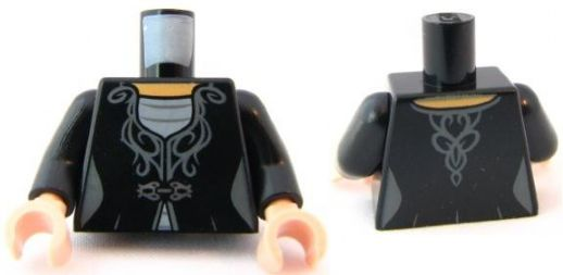 Torso Harry Potter Dress with Dark Bluish Gray Embroidery over Light Bluish Gray Inset Pattern / Black Arms / Light Nougat Hands