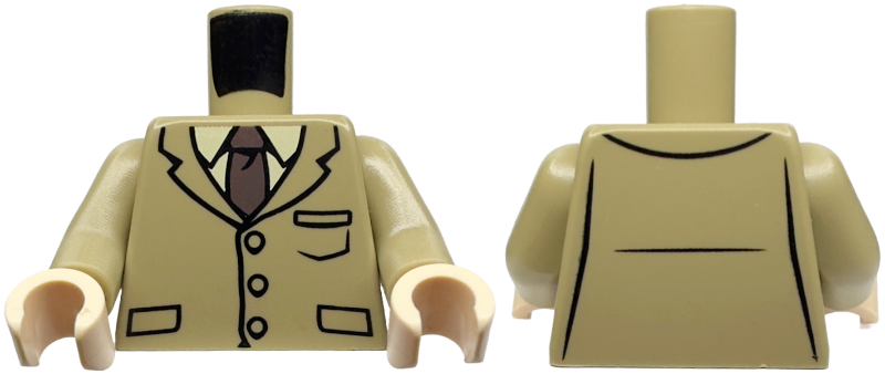 Torso Harry Potter Suit Jacket with Tie, 3 Buttons and Pockets Pattern / Dark Tan Arms / Light Nougat Hands