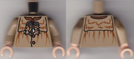 Torso Harry Potter Professor Sprout Smock Top with Leaves Pattern / Dark Tan Arms / Light Nougat Hands