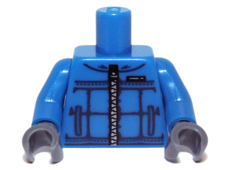 Torso Winter Sports Jacket with Silver Zipper and Pockets Pattern / Blue Arms/ Dark Bluish Gray Hands