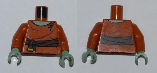 Torso SW Dark Brown Waist Sash, Sand Green Neck Pattern / Dark Orange Arms / Sand Green Hands