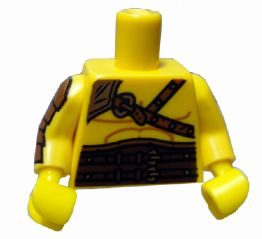 Torso Gladiator Armor with Leather Straps Pattern / Yellow Arm Left / Yellow Arm Right with Gold Armor Pattern / Yellow Hands