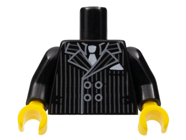 Torso Pinstripe Suit Jacket and White Tie Pattern / Black Arms / Yellow Hands