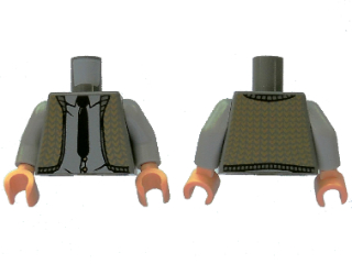 Torso Harry Potter Vest Knit Herringbone with Black Tie Pattern / Light Bluish Gray Arms / Light Nougat Hands