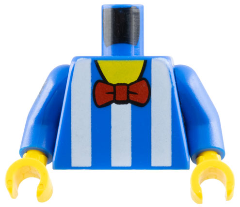 Torso Shirt with White Vertical Stripes, Red Bow Tie, Yellow Neck Pattern / Blue Arms / Yellow Hands