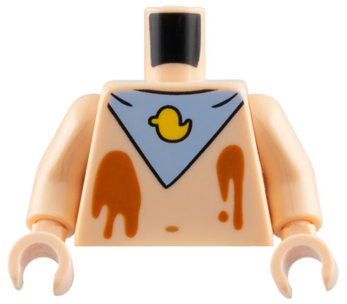 Torso Bright Light Blue Bib with Yellow Duck, Dark Orange Ice Cream Splotches, Medium Nougat Navel Pattern / Light Nougat Arms / Light Nougat Hands