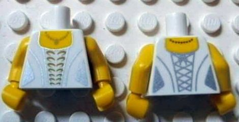 Torso Female Wedding Dress Robe with Gold Pattern and Necklace / Yellow Arms / Yellow Hands