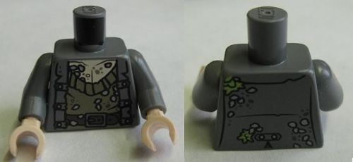 Torso PotC Jacket over Barnacle Encrusted Sweater and Belt Pattern / Dark Bluish Gray Arms / Light Nougat Hands