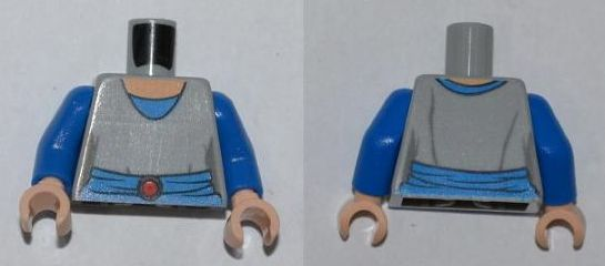 Torso SW Light Bluish Gray Shirt, Blue Belt with Red Buckle Pattern / Blue Arms / Light Nougat Hands