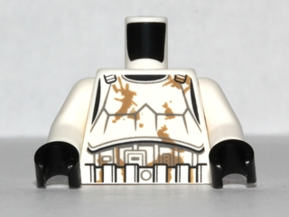 Torso SW Armor Stormtrooper, Detailed Armor, Dirt Stains Pattern / White Arms / Black Hands